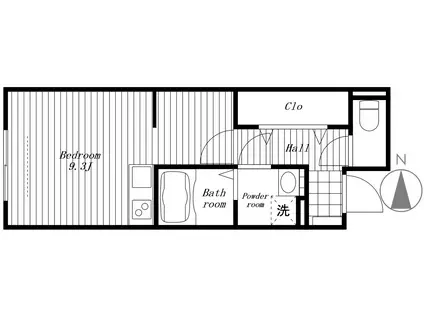 エスター弐番館(ワンルーム/3階)の間取り写真