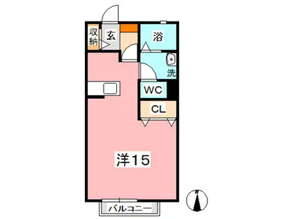 ラフィネ中島B棟(ワンルーム/1階)の間取り写真