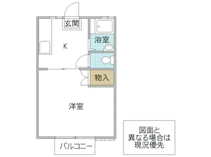 ＪＲ常磐線 勝田駅 徒歩15分 2階建 築40年(1K/2階)の間取り写真