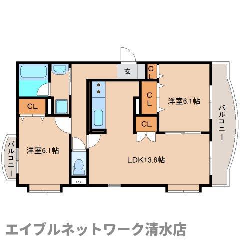 サンドマーニII(2LDK/2階)の間取り写真