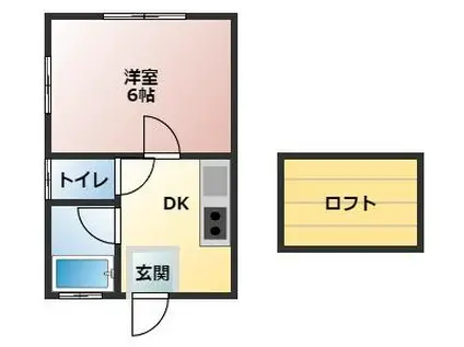 ハミング明輝II(1K/1階)の間取り写真