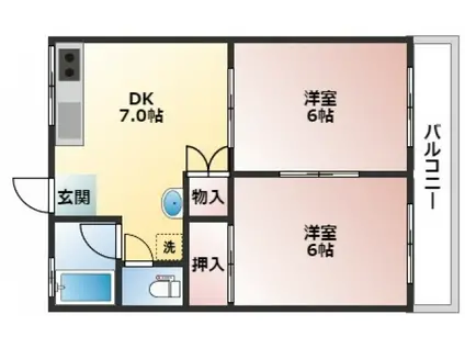 リード高須(2DK/2階)の間取り写真