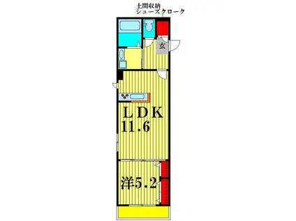 EXCELLMAISON MATSUDO(1LDK/1階)の間取り写真