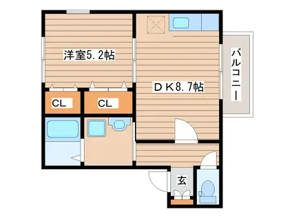 ライズ高橋(1DK/1階)の間取り写真