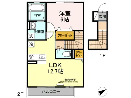 D-ROOM須屋(1LDK/2階)の間取り写真