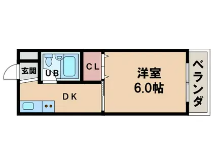 ジョイテル西田辺I(1DK/4階)の間取り写真