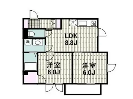 サニーハウス(2LDK/2階)の間取り写真