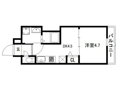 プラシード京都(1DK/8階)の間取り写真