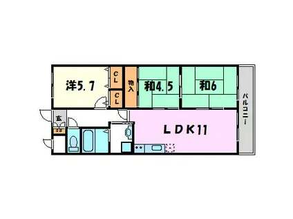 ローヤルシャトー立花(3LDK/2階)の間取り写真