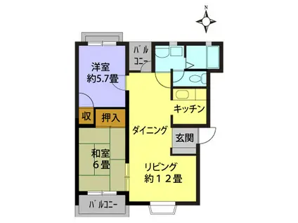 アーバンヒル大和田1号棟(2LDK/1階)の間取り写真