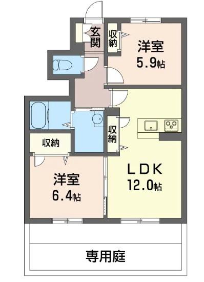 未来ロード(2LDK/1階)の間取り写真