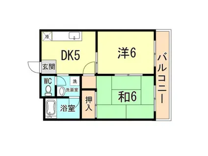 六甲スカイハイツ(2DK/4階)の間取り写真