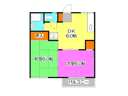 タウニー所沢I(2DK/2階)の間取り写真