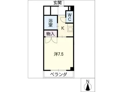 シーアイマンション川名(1K/2階)の間取り写真
