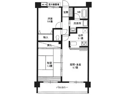 アビタシオン(2LDK/1階)の間取り写真