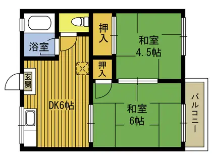 コーポ牧畑(2K/2階)の間取り写真