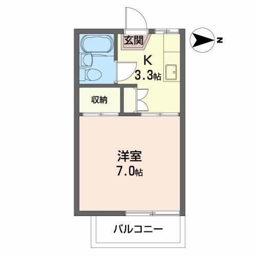 ヴィラあさひ(1K/2階)の間取り写真
