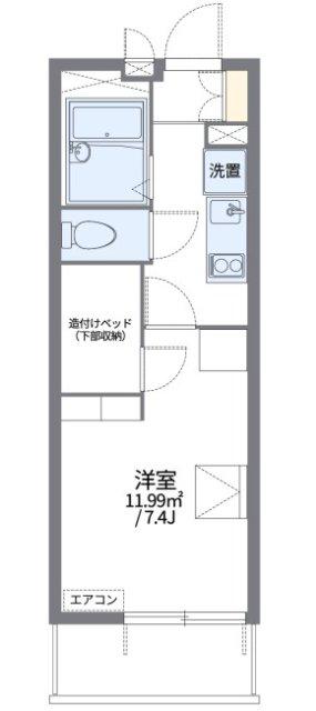 レオパレスドゥジェーム鳴尾(1K/1階)の間取り写真