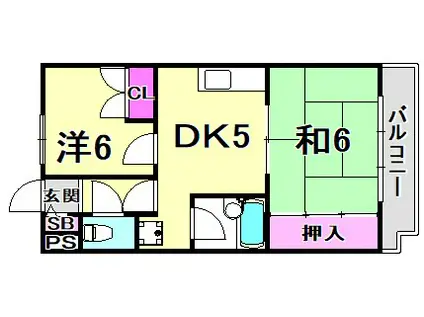 フローレンス西宮I(2DK/3階)の間取り写真