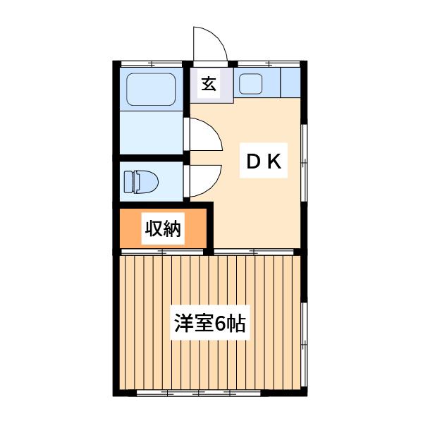 コーポ八木下(1DK/2階)の間取り写真