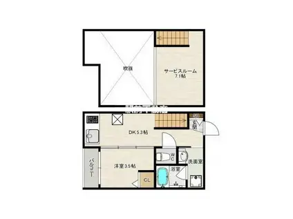 DREAMSTAGE博多南PASSO(1DK/2階)の間取り写真