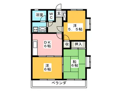 サンハイツ泉(2LDK/2階)の間取り写真