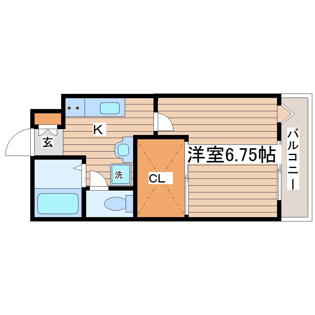 メゾンドα(1K/2階)の間取り写真