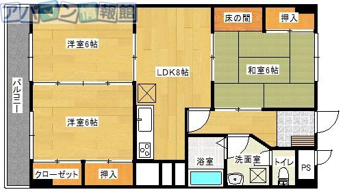 桜井マンション(3DK/5階)の間取り写真