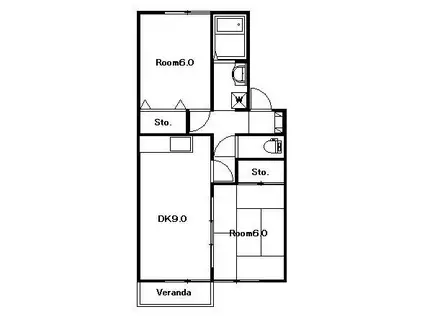サンシャインプレイスTAKE(2LDK/2階)の間取り写真