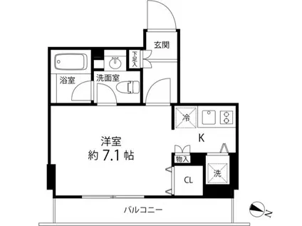 麻布十番レジデンス(ワンルーム/7階)の間取り写真