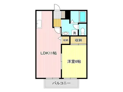 エスポワール久米A(1LDK/2階)の間取り写真