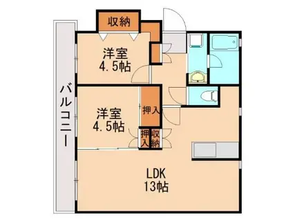 日の里ツインヴィレッジA(2LDK/4階)の間取り写真