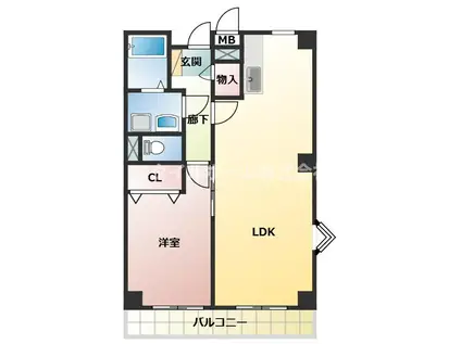 グランビア牛久保(1LDK/2階)の間取り写真