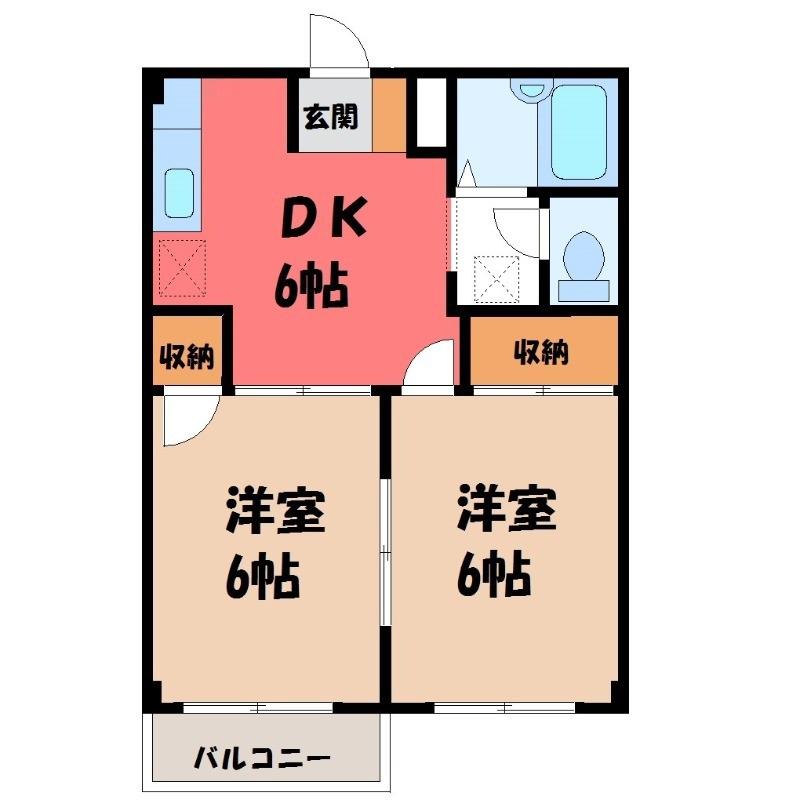 メゾンユキエ(2DK/2階)の間取り写真