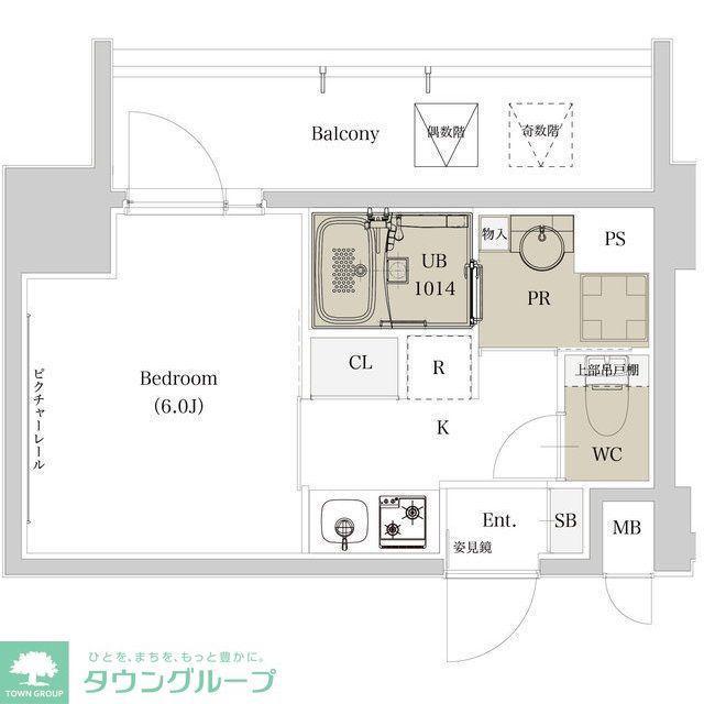 ディームス品川戸越II(1K/2階)の間取り写真
