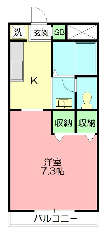 グランデュール(1K/3階)の間取り写真