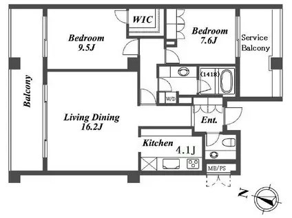 ガーデン碑文谷(2LDK/2階)の間取り写真
