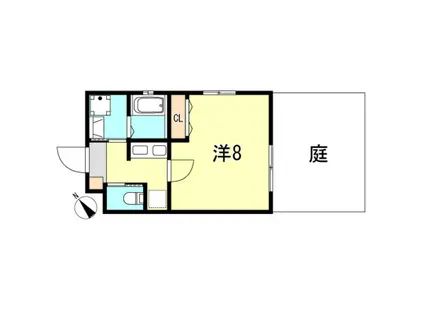 ワコーレヴィータ塚本通EX(1K/1階)の間取り写真