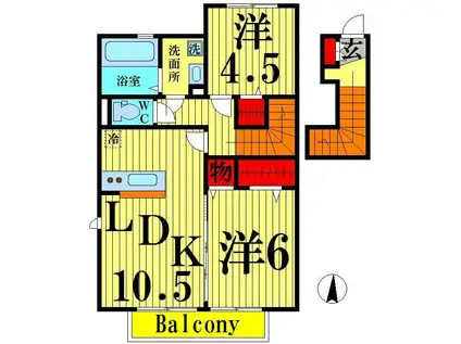 オーロ・ジャルダン(2LDK/2階)の間取り写真