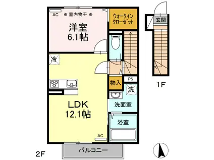 グランドソレーユ(1LDK/2階)の間取り写真