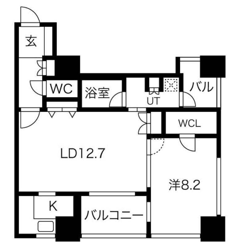 アルグラッドザ・タワー心斎橋(1LDK/9階)の間取り写真
