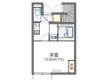 カイトネストII(1K/1階)の間取り写真