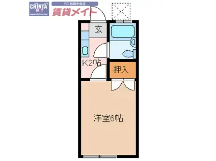 コーポ平成(1K/1階)の間取り写真