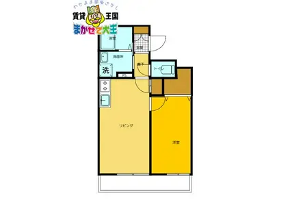 ヒルズ文教(1LDK/2階)の間取り写真