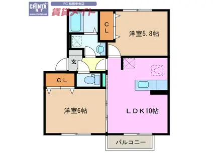 TROIS JOURS II(2LDK/2階)の間取り写真