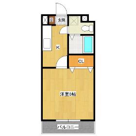 ポプリハイツ(1K/3階)の間取り写真