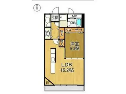 コーポニュー中川(1LDK/4階)の間取り写真