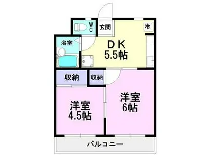 エムズハウス栄(2DK/7階)の間取り写真