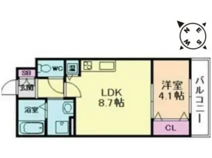 アート東大阪B(1LDK/1階)の間取り写真