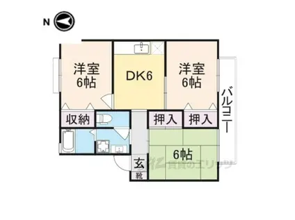 クレセール八木(3DK/1階)の間取り写真